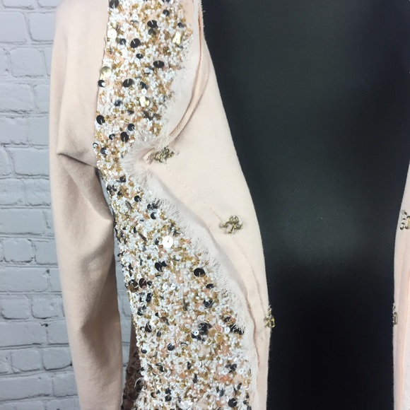 Anthropologie Postmark Sequin Beaded Pink Cardigan - Picture 3 of 7